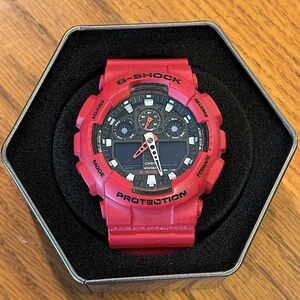 Casio G-Shock Protection Red Watch with Black Accents Module # 5081 - Preowned
